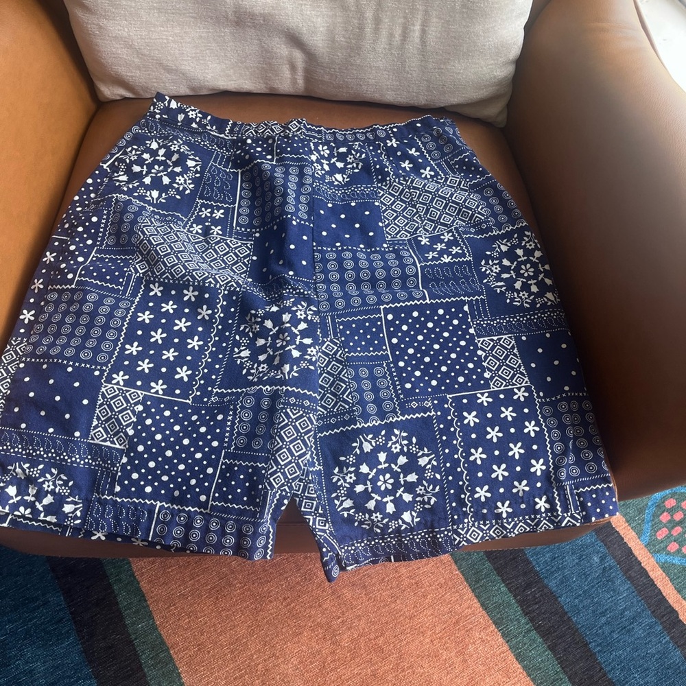 Navy Blue Patterned Women's Shorts